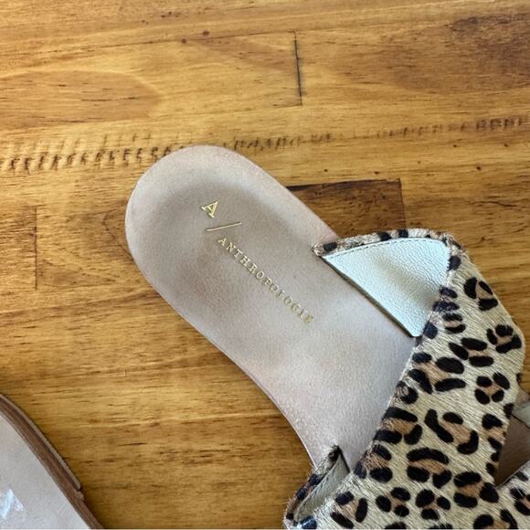Anthropologie Monica Leopard Print Leather Slide Sandals Size 9 - Picture 3 of 5